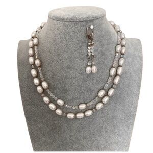 ARTISAN 925 Silver Pearl Diamond Crystal wedding bridal beaded necklace …